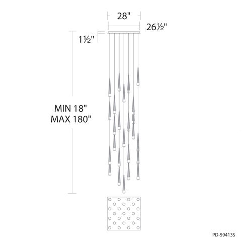 Quill LED 8.88 inch Aged Brass Multi-Light Pendant Ceiling Light, dweLED
