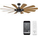 Windmill 65 inch Matte Black Distressed Koa with Distressed Koa Blades Downrod Ceiling Fans, Smart Fan