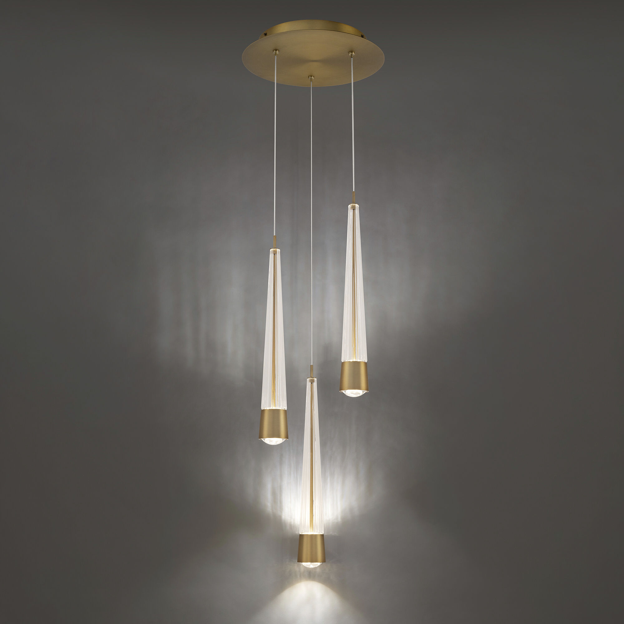 Quill LED 12 inch Aged Brass Multi-Light Pendant Ceiling Light, dweLED