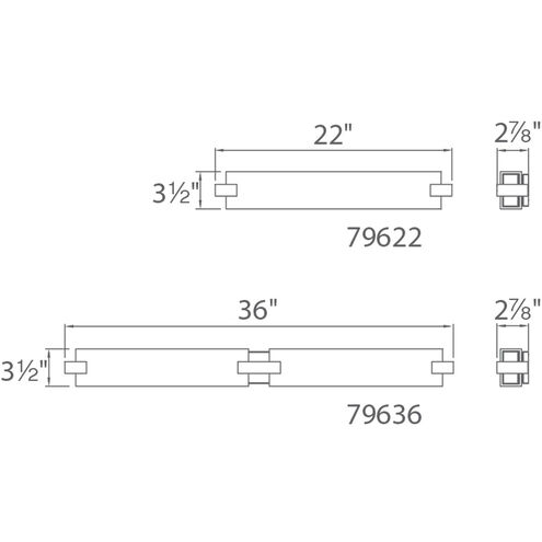 Bliss LED 36 inch Polished Nickel Bath Vanity & Wall Light in 3500K, dweLED