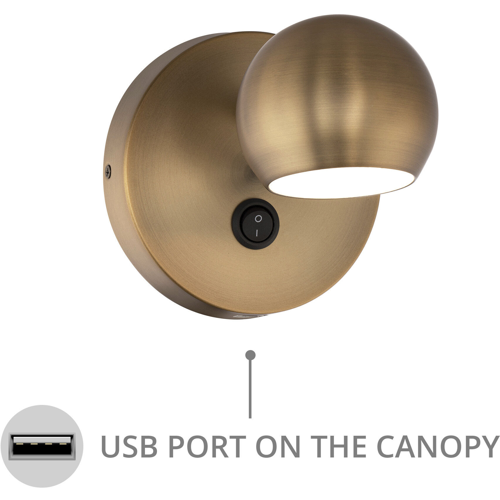 Duplex Reading Light Wall Light in Aged Brass, dweLED