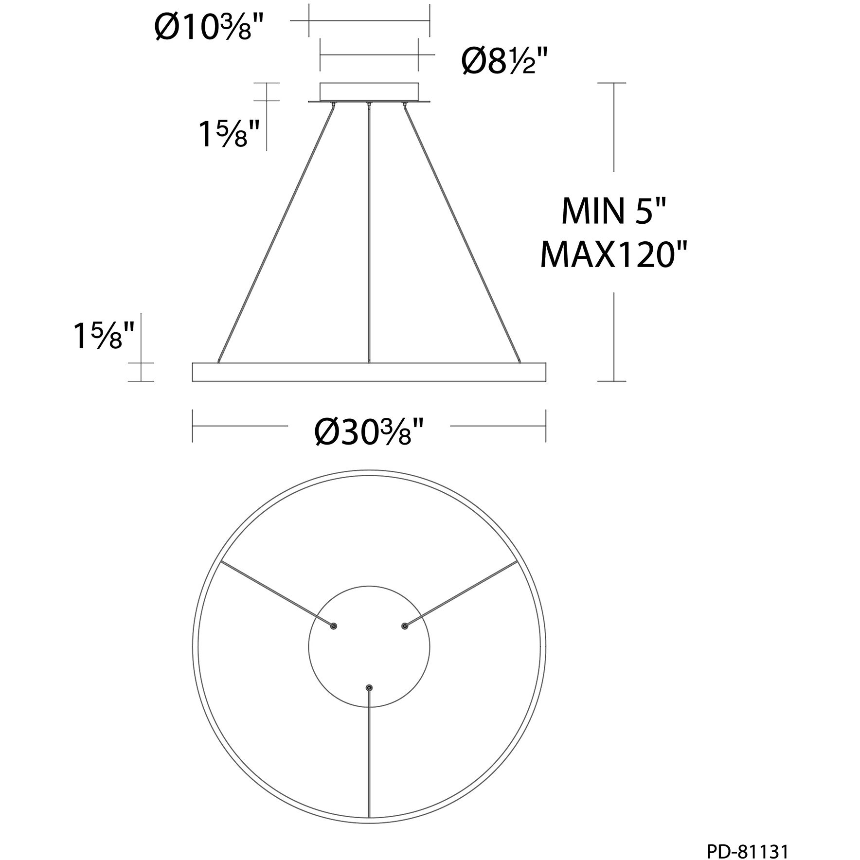 Sirius LED 31 inch Brushed Aluminum Pendant Ceiling Light, dweLED