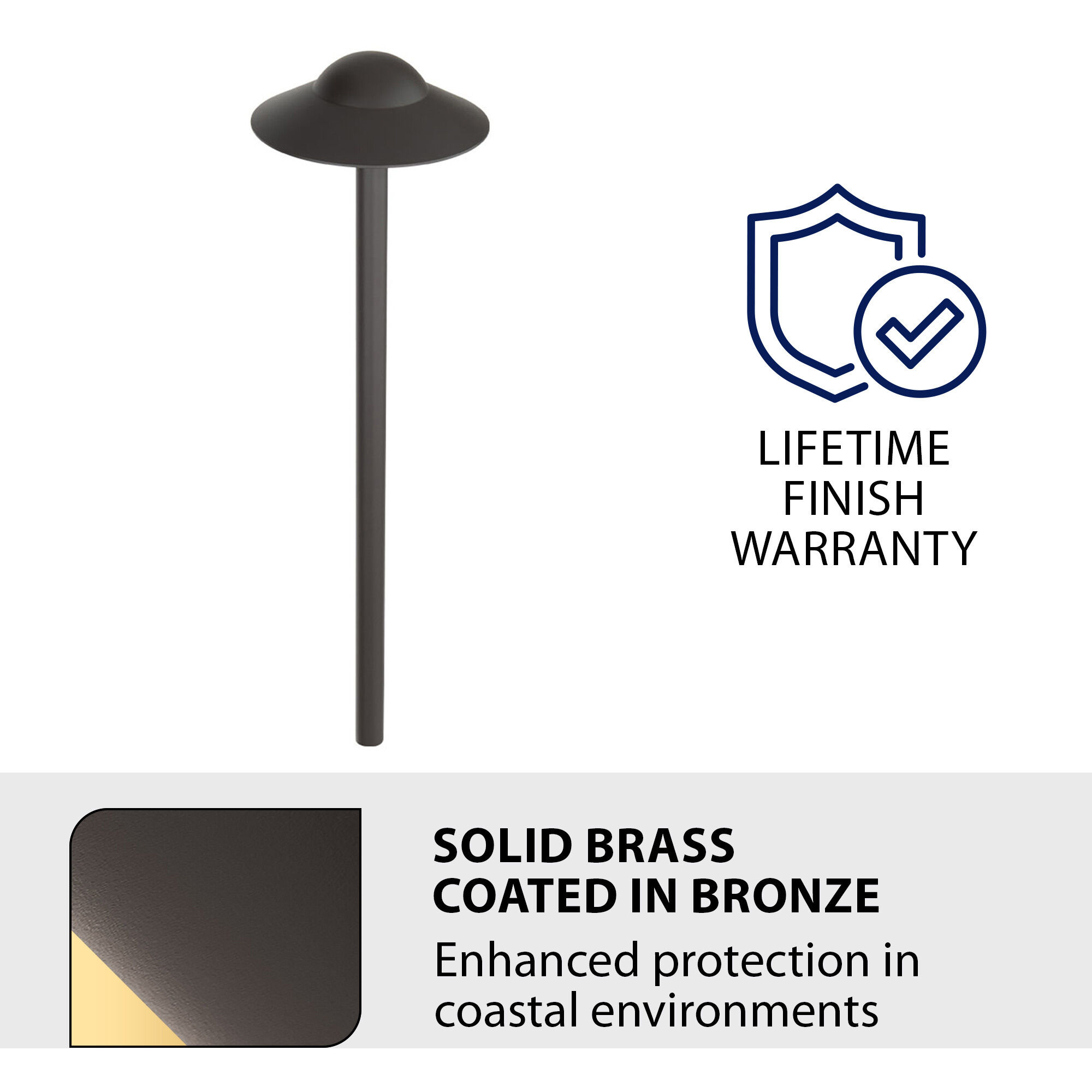 Canopy 12 6.5 watt Solid Brass Coated in Bronze Path Lighting in 3000K, Bronzed Brass, Path and Area Light, WAC Landscape