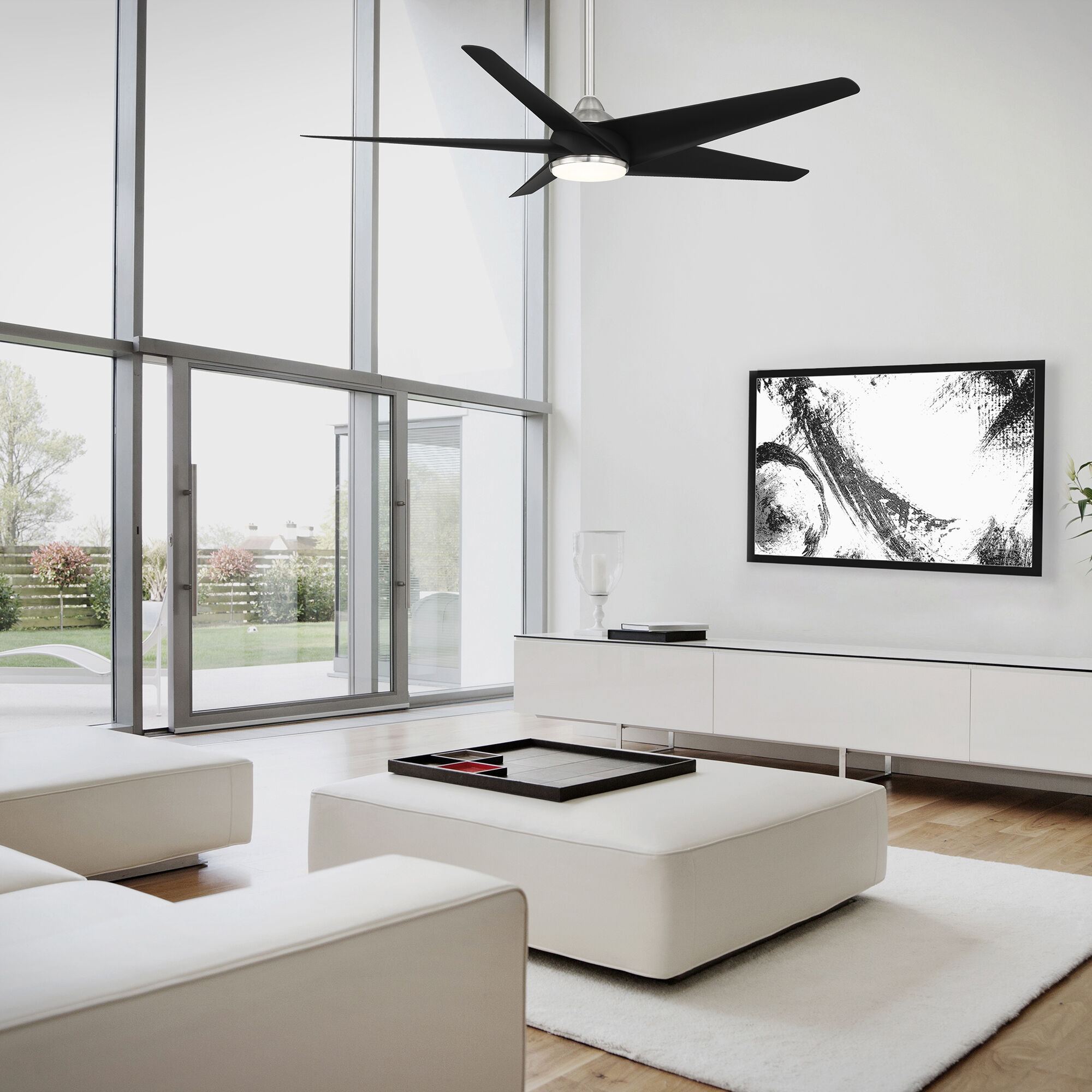 Viper 60 inch Brushed Nickel Matte Black with Matte Black Blades Downrod Ceiling Fans, Smart Fan