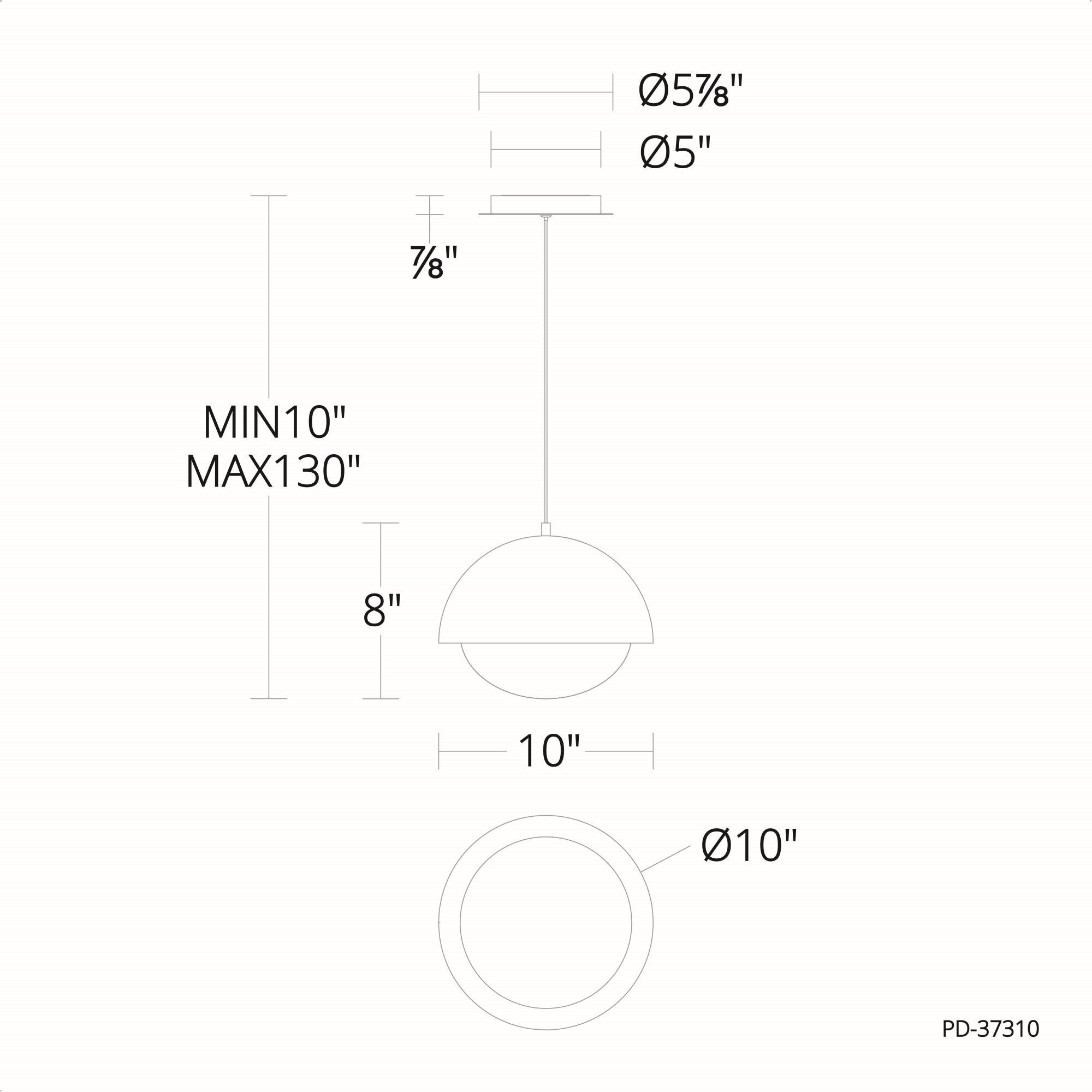 Dome LED 10 inch Black Gold Pendant Ceiling Light, dweLED