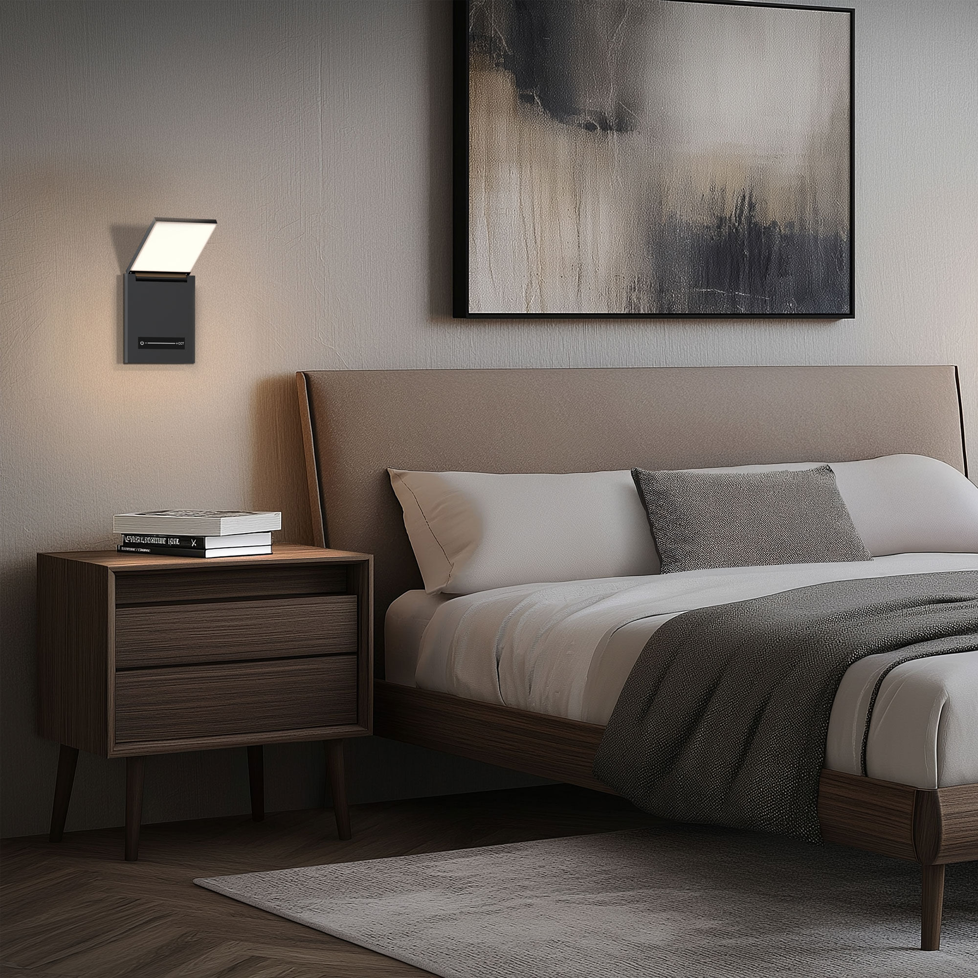 Flapp Reading Light Wall Light in Brushed Nickel, dweLED