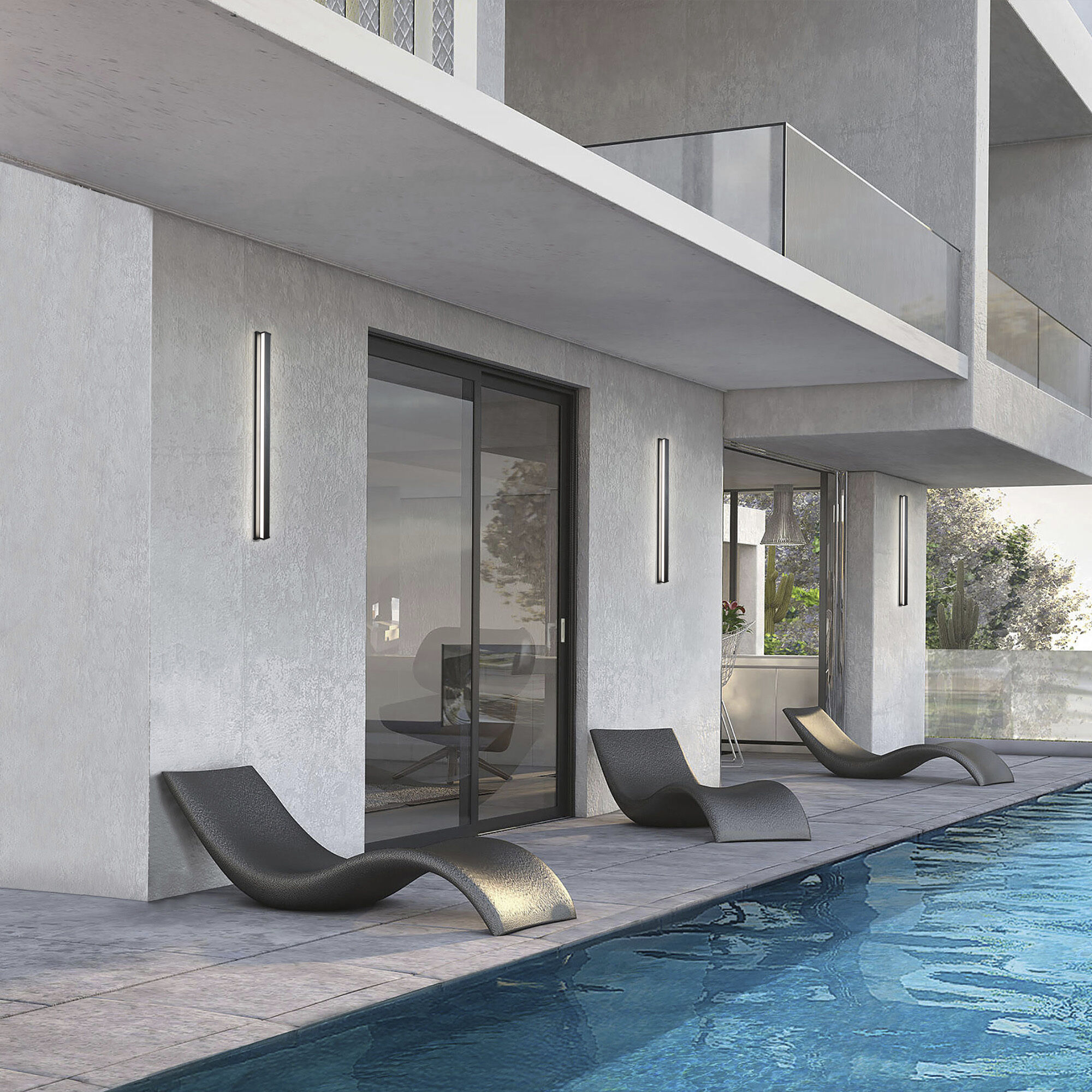 Revels LED 48 inch Black Outdoor Wall Light in 3500K, dweLED