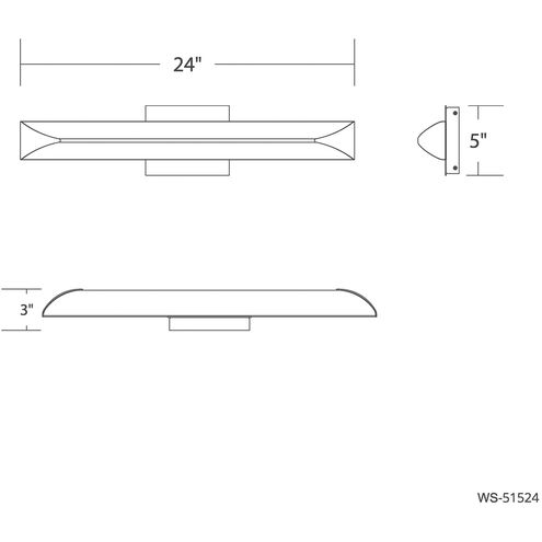 Straitaway LED 24 inch Black Bath Vanity & Wall Light in 4000K, dweLED