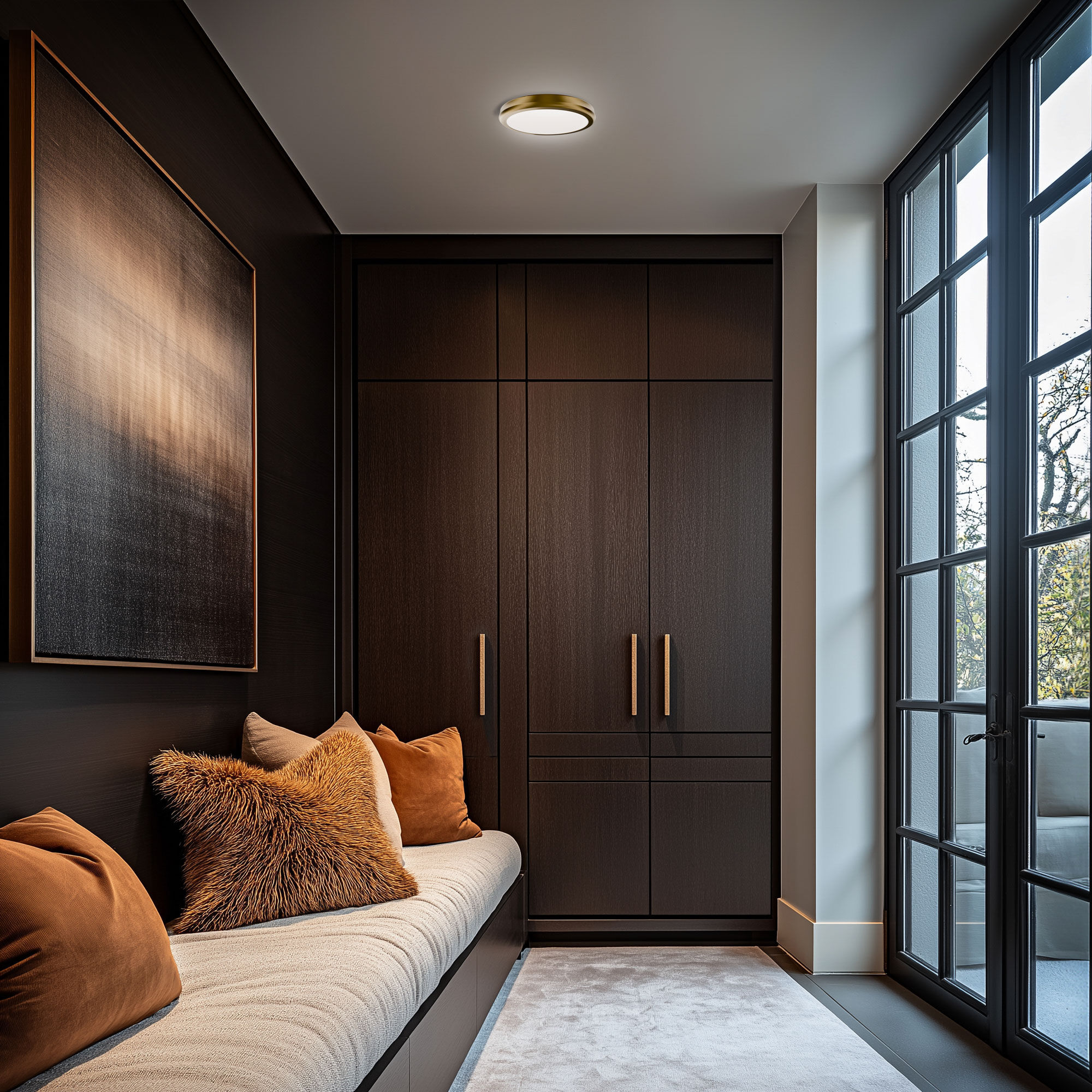 Parthenon LED 22 inch Black Flush Mount Ceiling Light in 3000K, dweLED