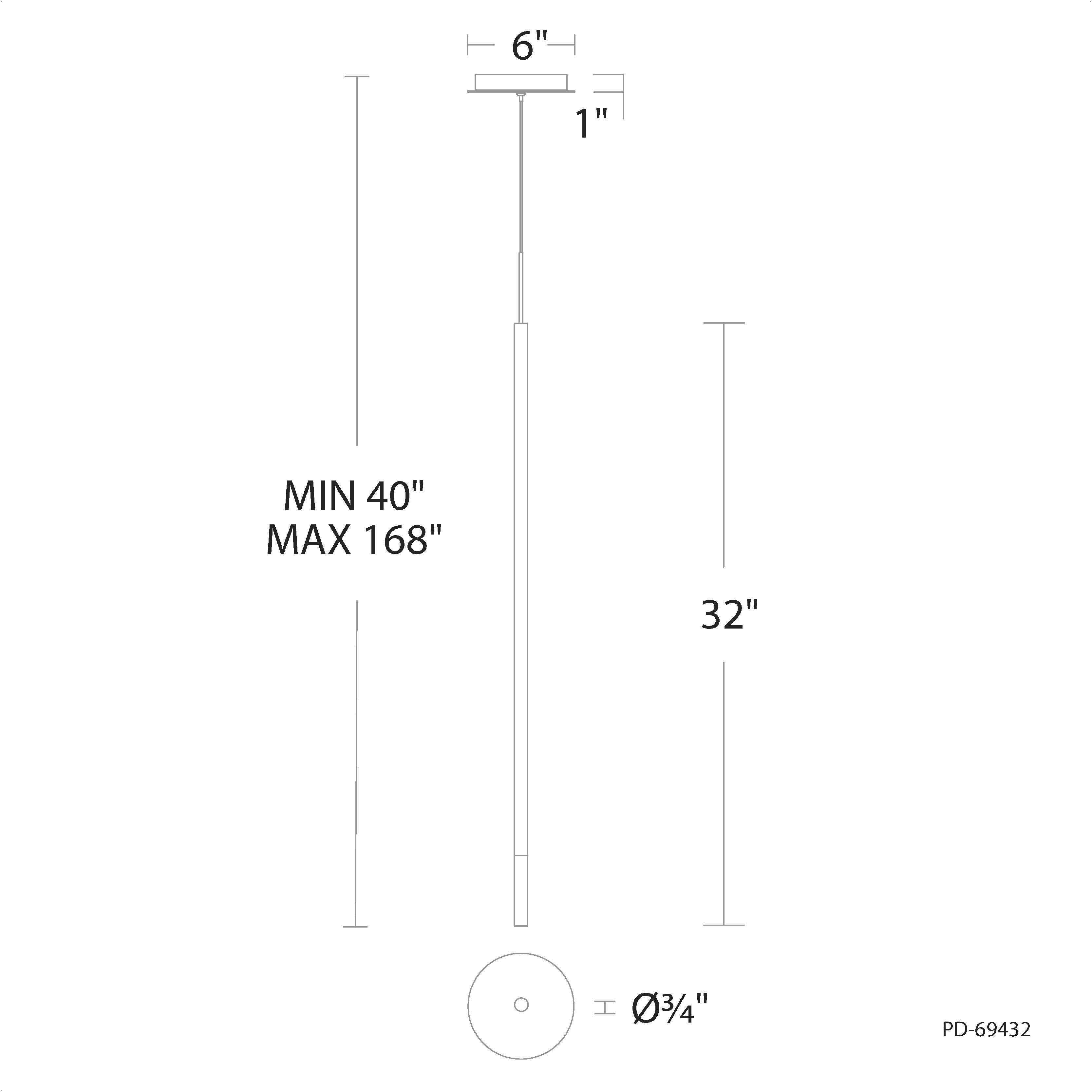 Viggo LED 0.75 inch Black Pendant Ceiling Light in 3500K, dweLED