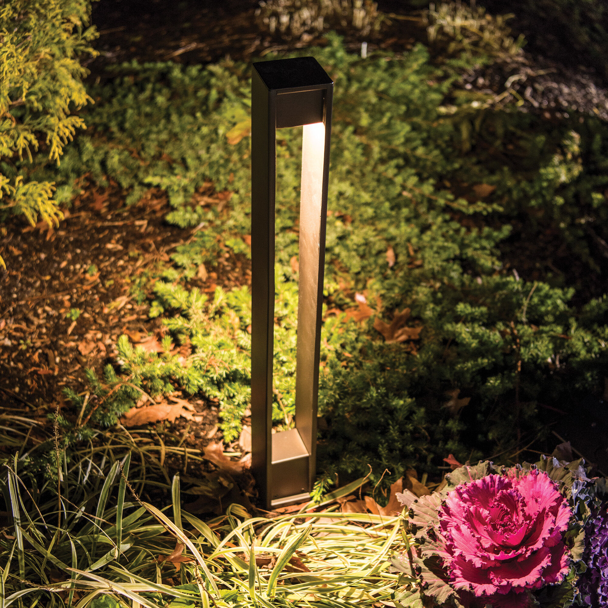 Gate 12 7 watt Bronze Bollard Lighting in 2700K, WAC Landscape
