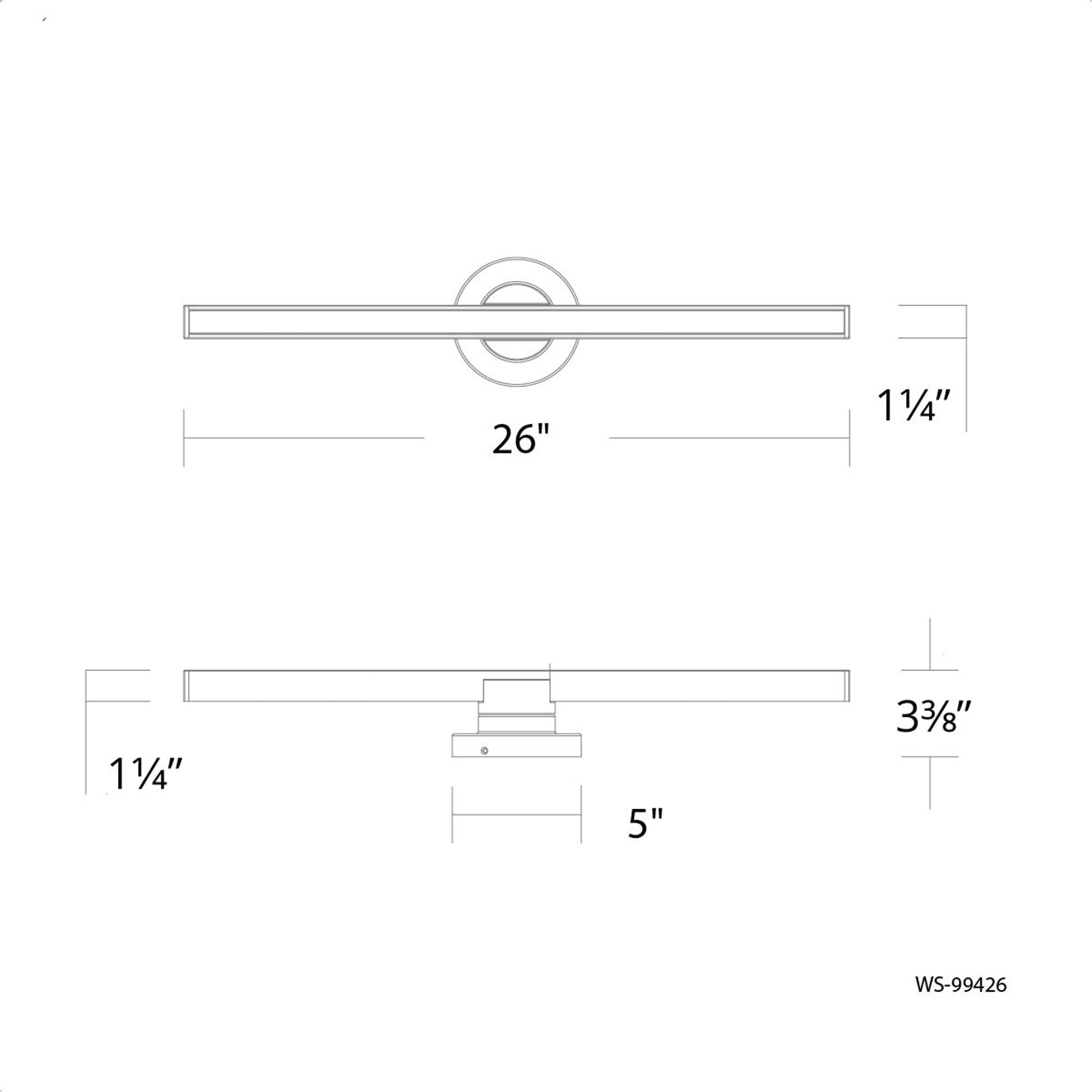 Bastone LED 26 inch Brushed Nickel Bath Vanity & Wall Light in 3000K, dweLED