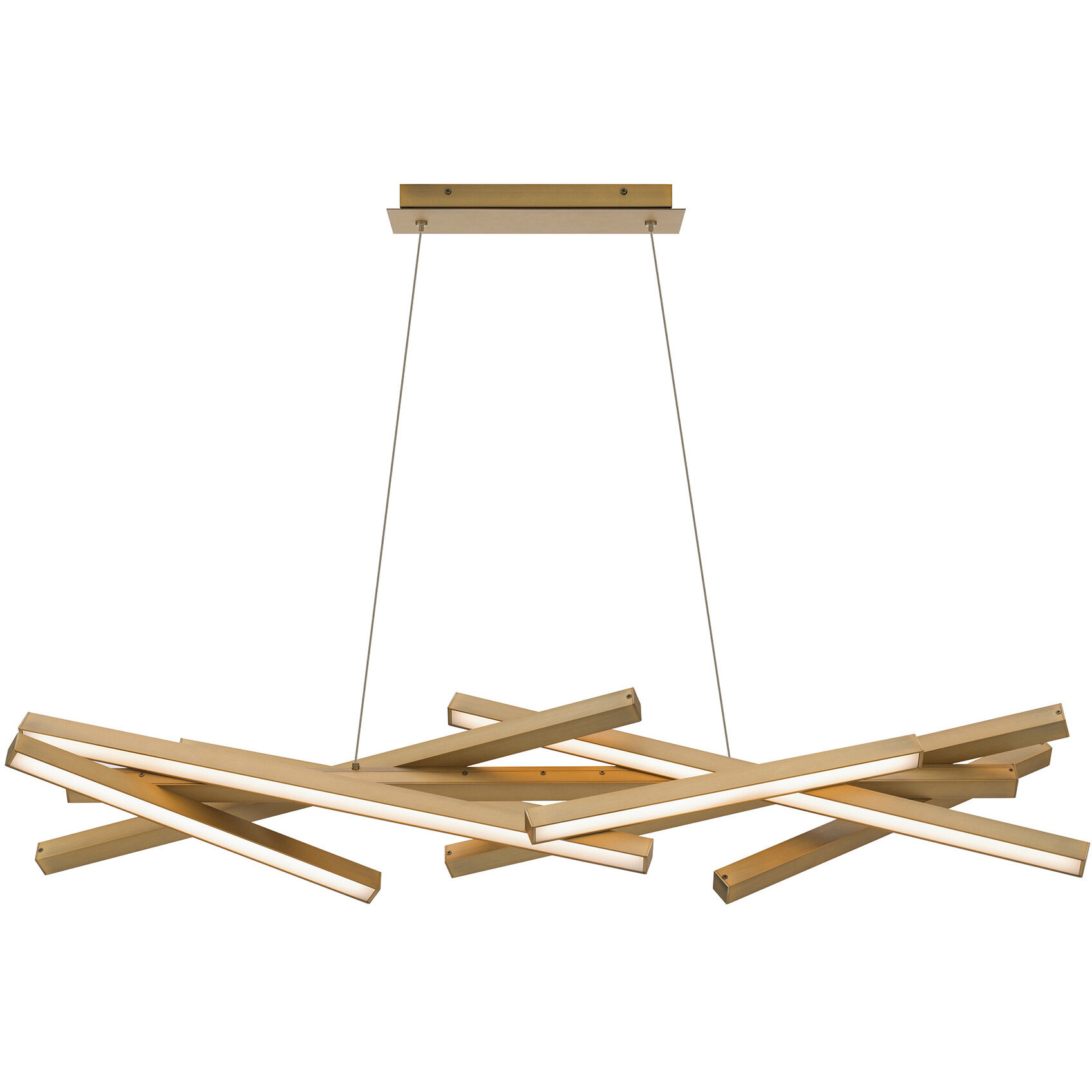 Parallax Linear Pendant Ceiling Light in Aged Brass, dweLED