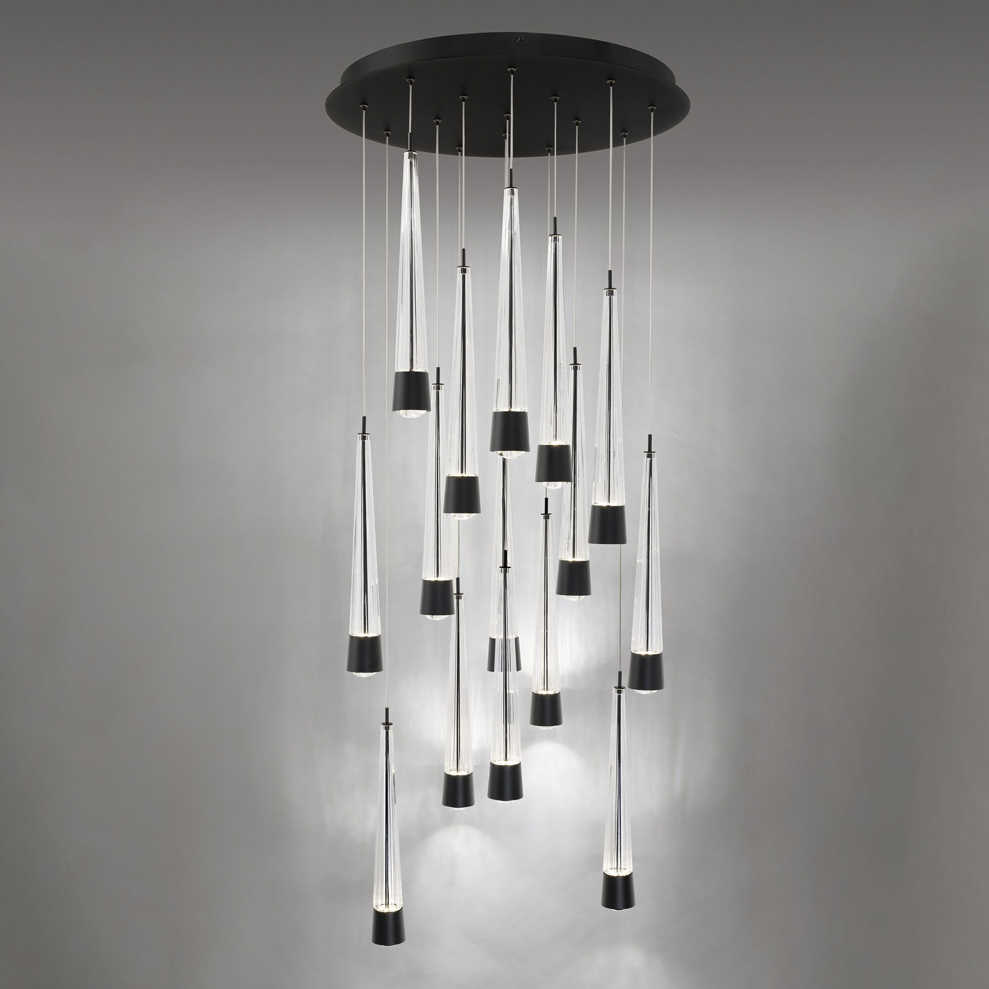 Quill LED 23 inch Black Multi-Light Pendant Ceiling Light, dweLED