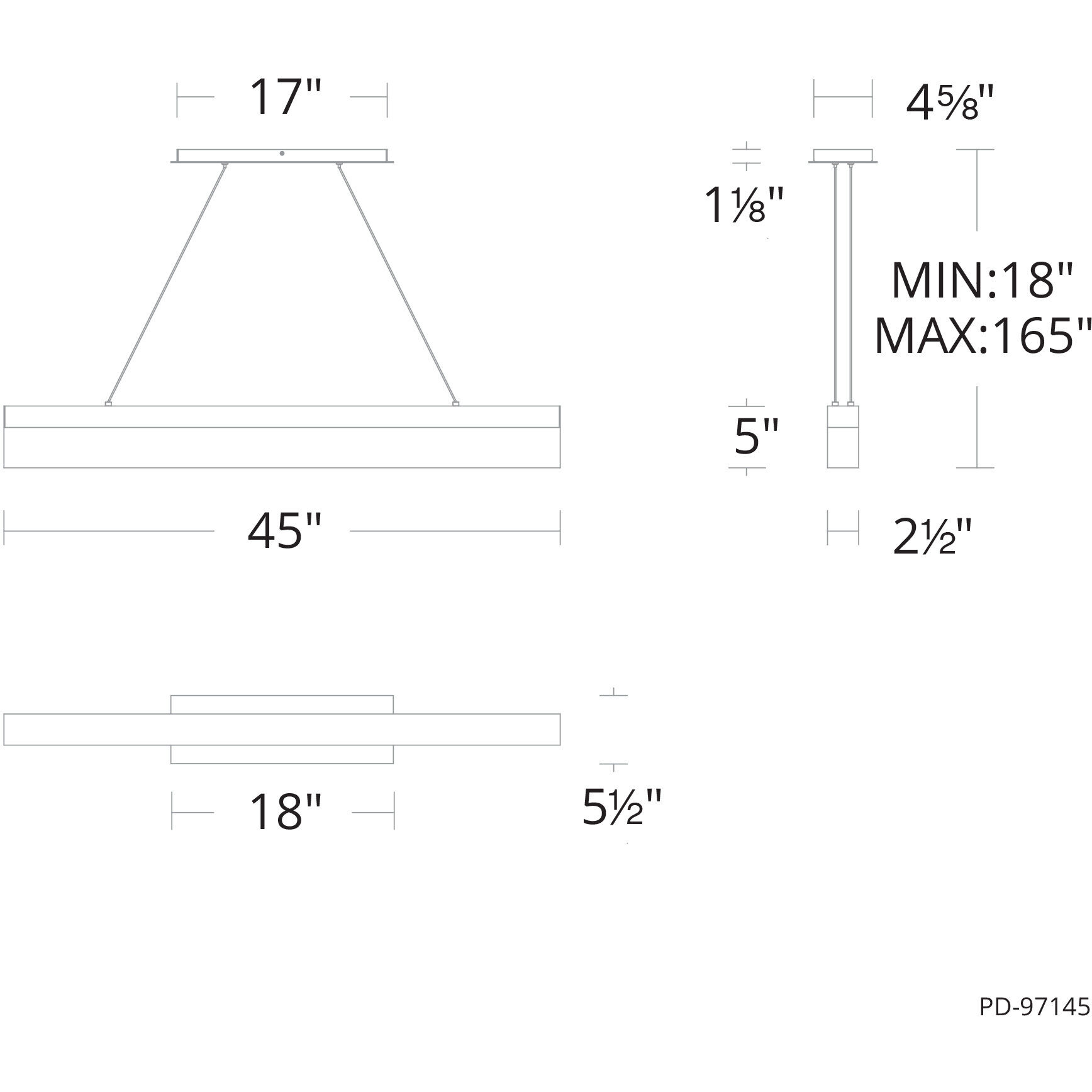 Effervescent Linear Pendant Ceiling Light in Brushed Aluminum, dweLED