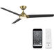 Zelda 60 inch Soft Brass Matte Black with Matte Black Blades Downrod Ceiling Fans, Smart Fan