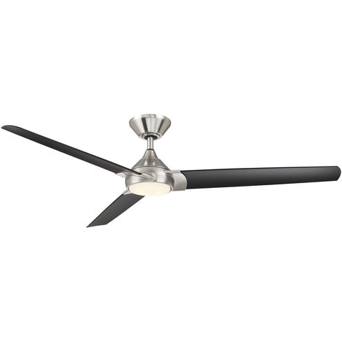 Zelda 60 inch Brushed Nickel Matte Black with Matte Black Blades Downrod Ceiling Fans, Smart Fan