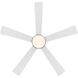 Eclipse 54 inch Matte White Matte White Soft Brass with Matte White Blades Downrod Ceiling Fans in Satin Brass Matte White, Smart Fan
