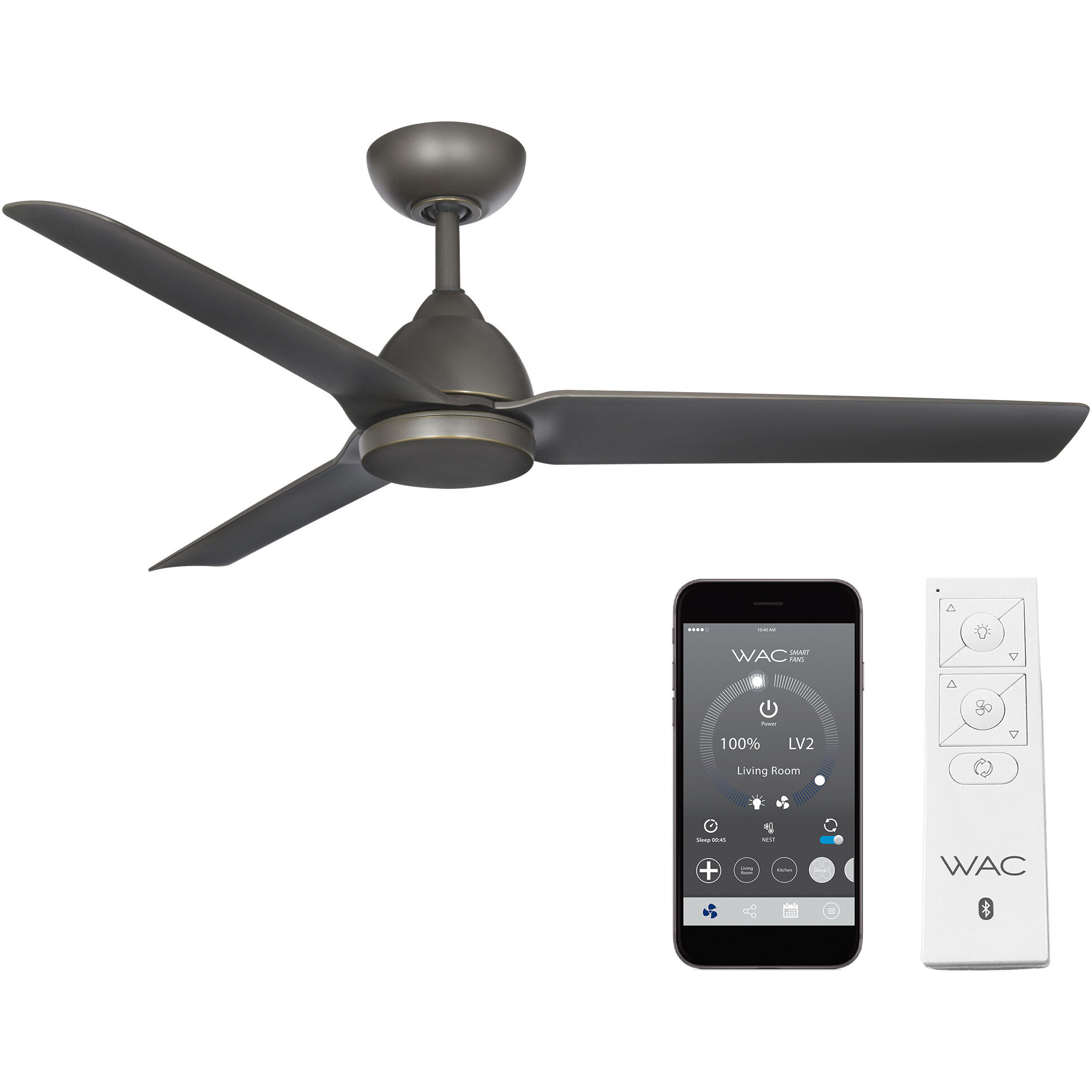Mocha 54 inch Oil Rubbed Bronze Downrod Ceiling Fans, Smart Fan