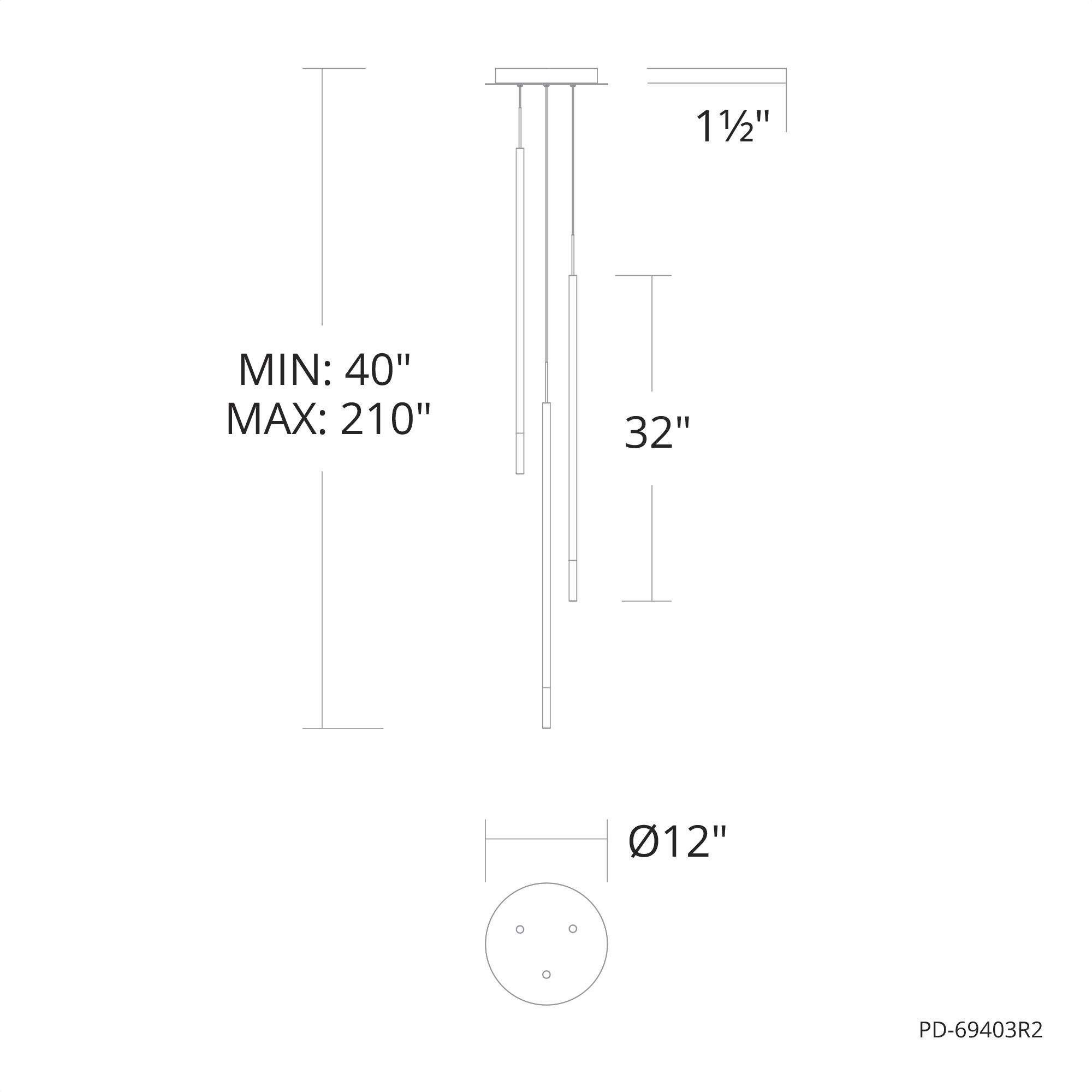 Viggo LED 12 inch Black Multi-Light Pendant Ceiling Light, dweLED