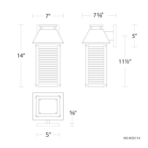 Faulkner LED 14 inch Black Outdoor Wall Light, dweLED