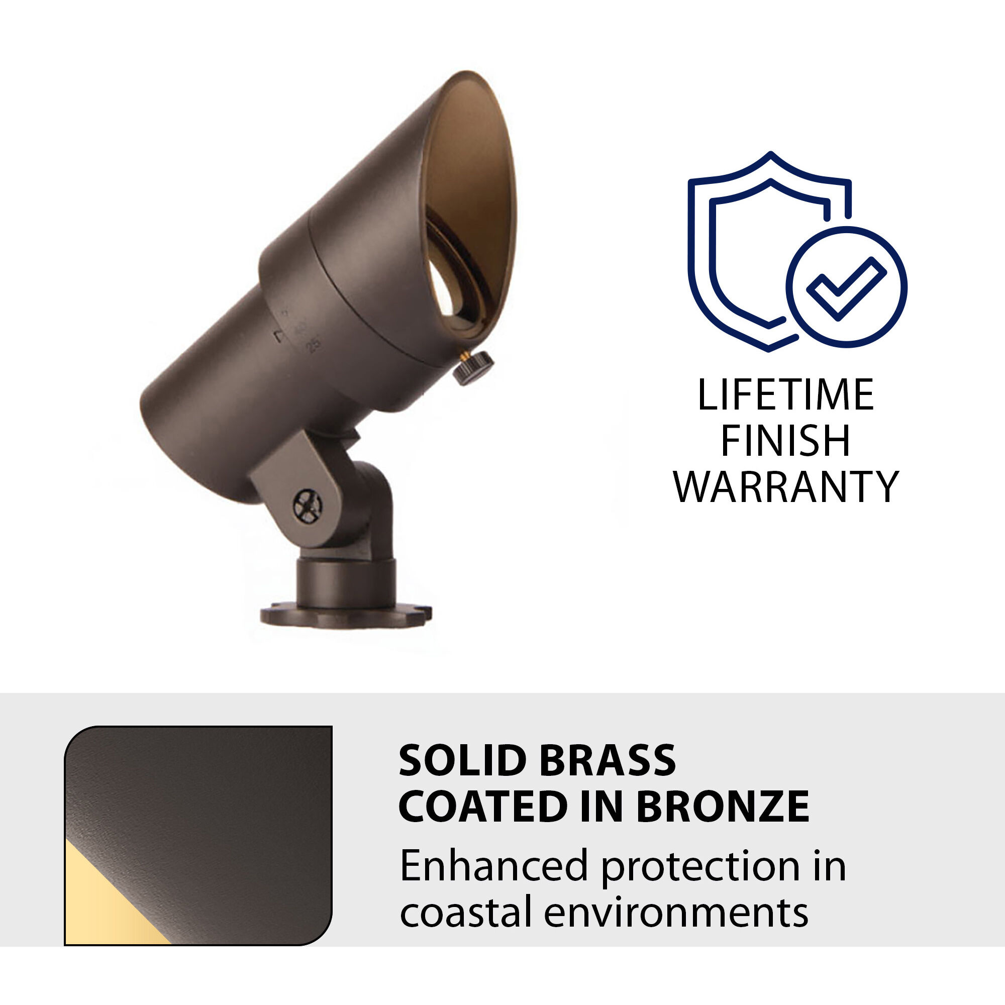 Tyler Solid Brass Coated in Bronze 7 watt LED Spot and Flood Lighting in 2700K, Bronzed Brass, Low Voltage Accent Light, WAC Landscape