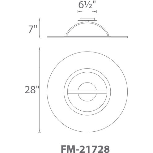 Elektron LED 28 inch Black Semi-Flush Mount Ceiling Light, dweLED