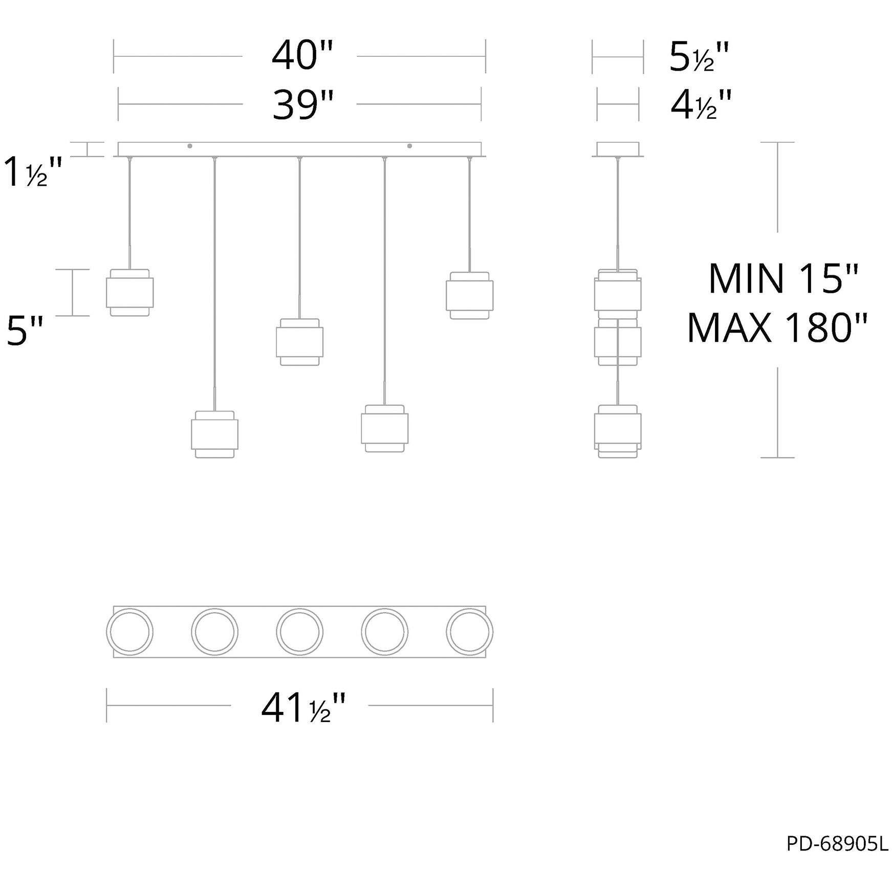 Banded LED 5.5 inch Aged Brass Chandelier Ceiling Light, dweLED