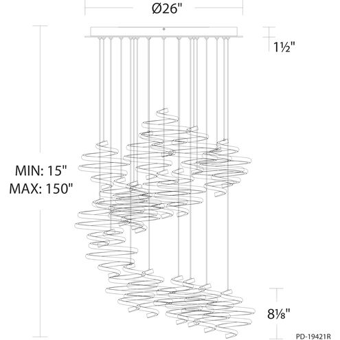 Vornado LED 26 inch Black Multi-Light Pendant Ceiling Light, dweLED