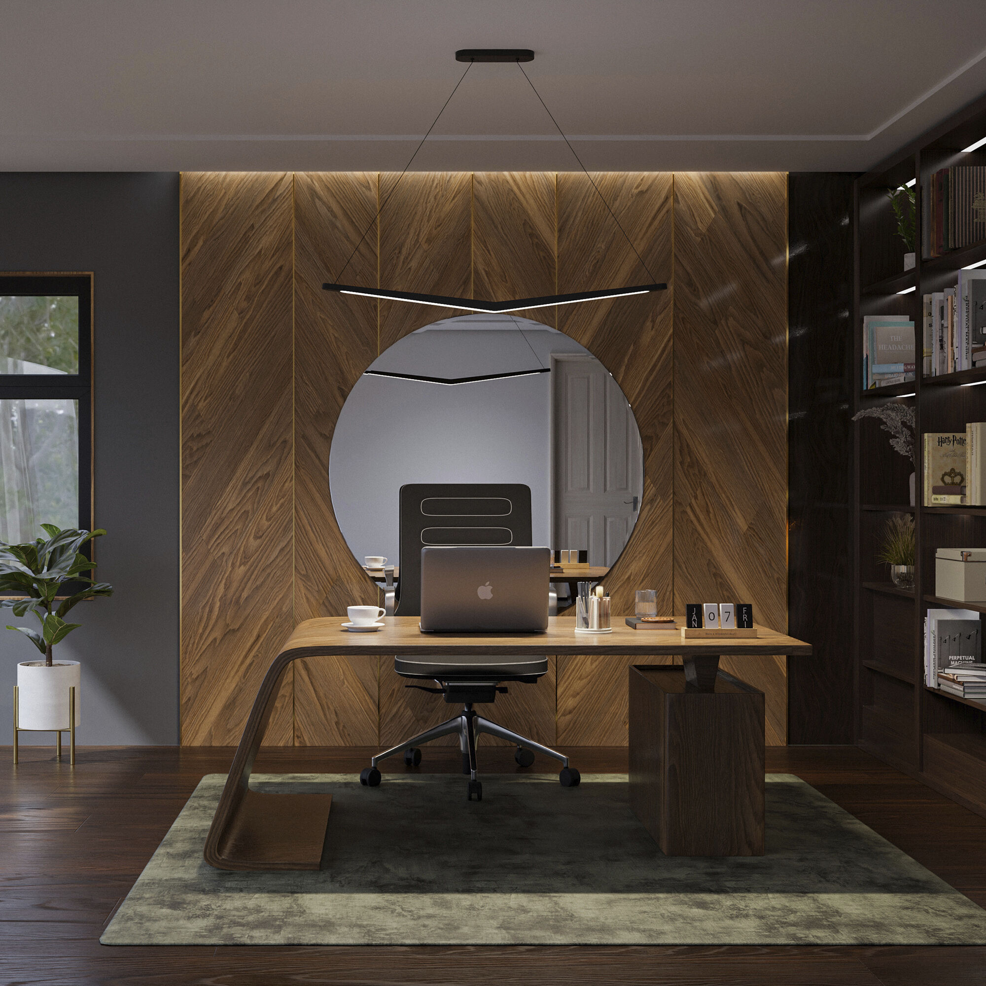 Alleron Linear Pendant Ceiling Light in 2700K, Black, dweLED