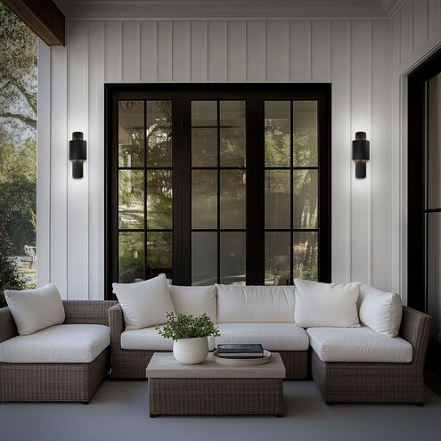 Piston LED 14 inch Black Outdoor Wall Light in 2700K, dweLED