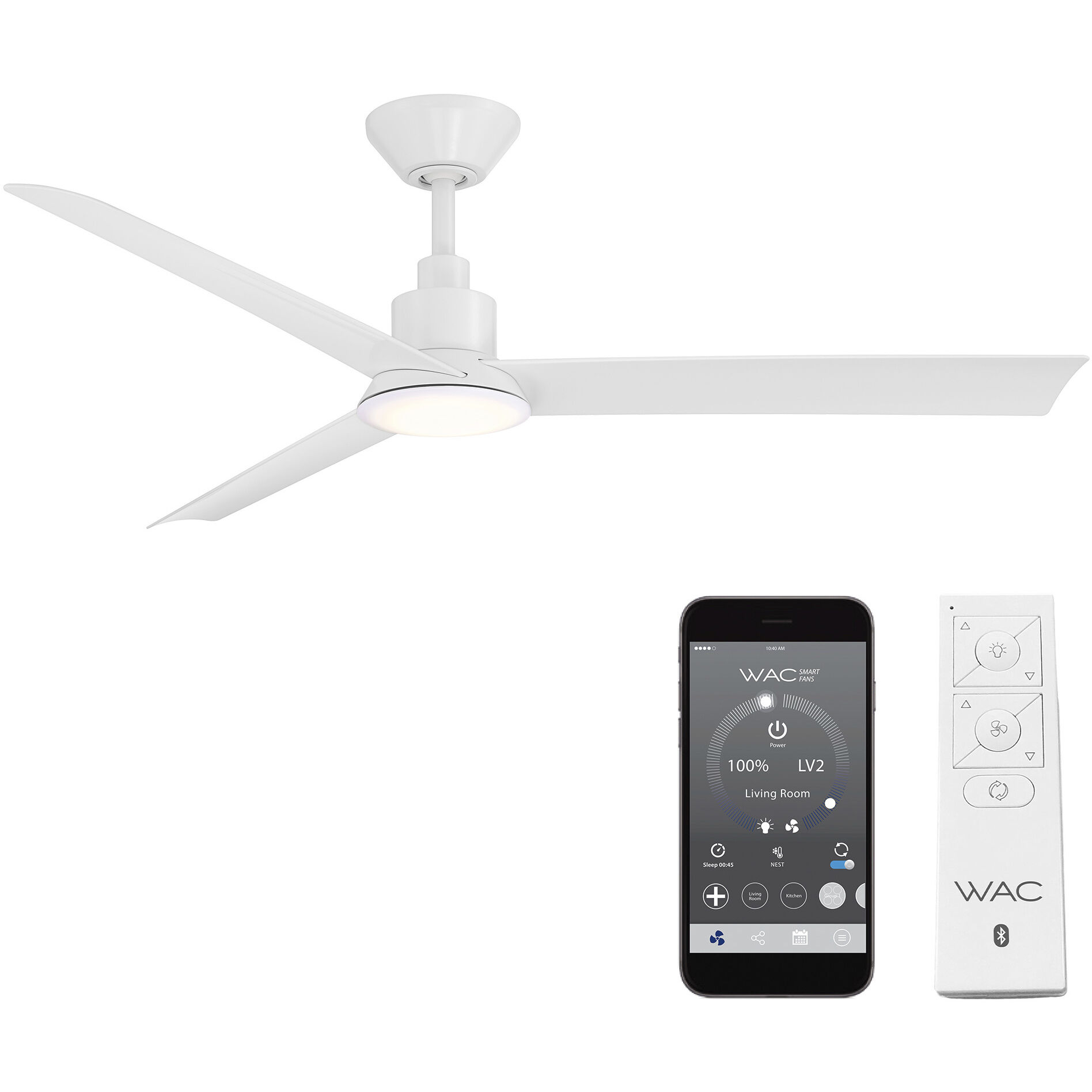 Flair 56 inch Matte White Downrod Ceiling Fan