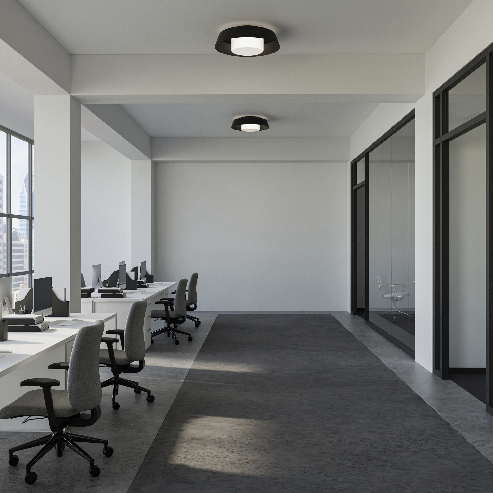 Chapeau LED 16 inch Black Flush Mount Ceiling Light in 2700K, dweLED