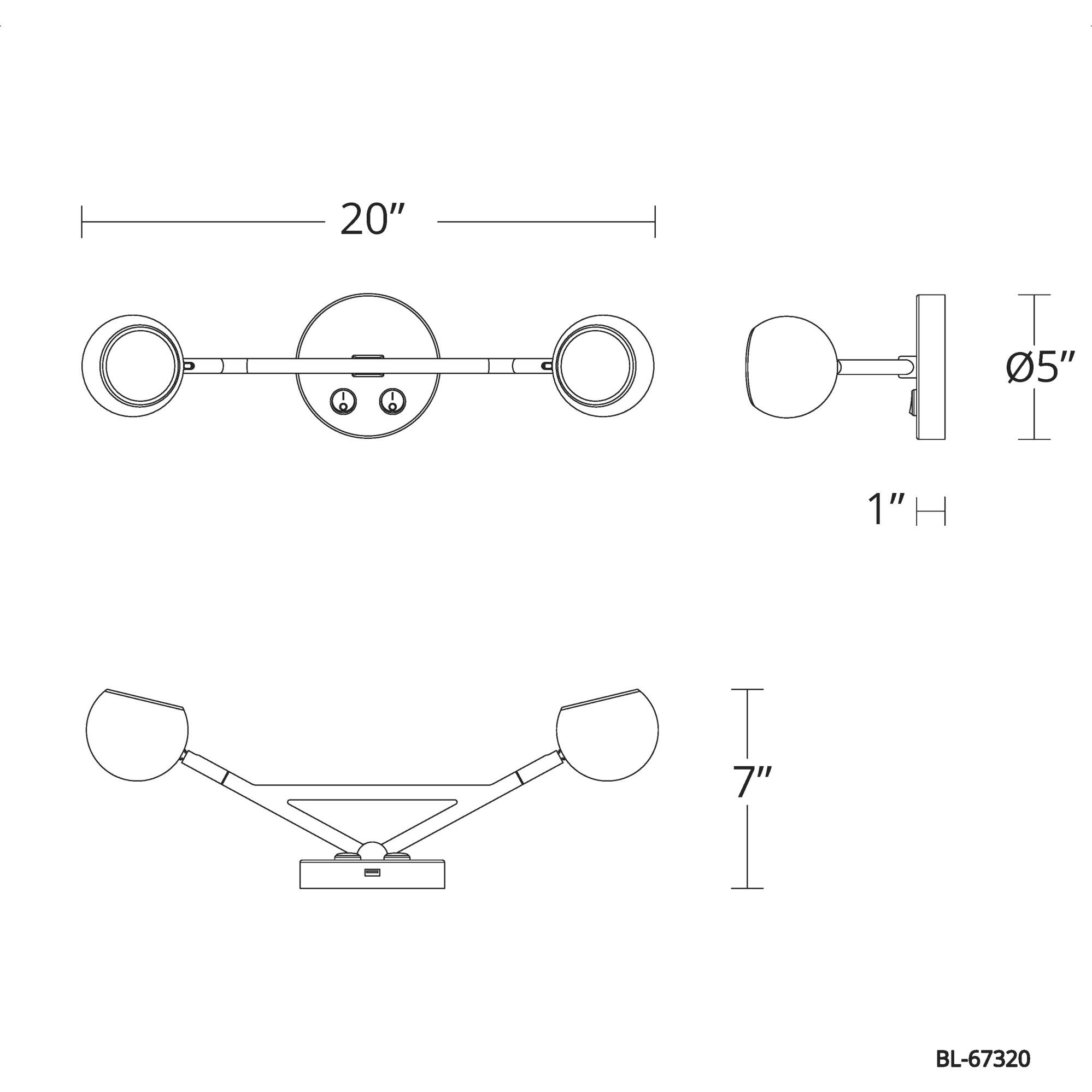Duplex Reading Light Wall Light in Brushed Nickel, dweLED