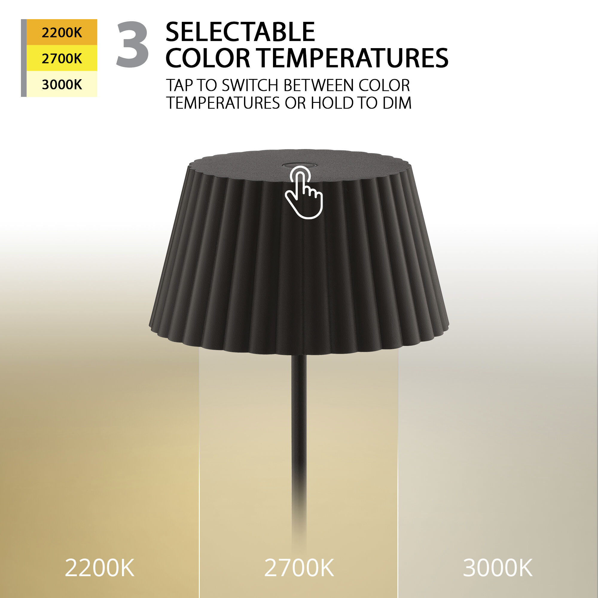 Pleat 14.75 inch 2.00 watt Black Rechargeable Table Lamp Portable Light, WAC Limited