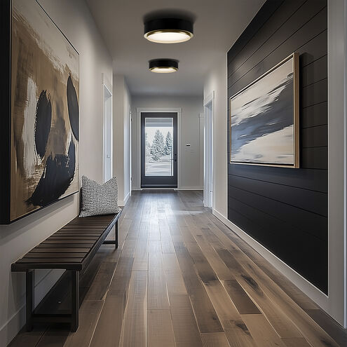 Salvo LED 12 inch White and Aged Brass Flush Mount Ceiling Light in 4000K, White/Aged Brass, dweLED