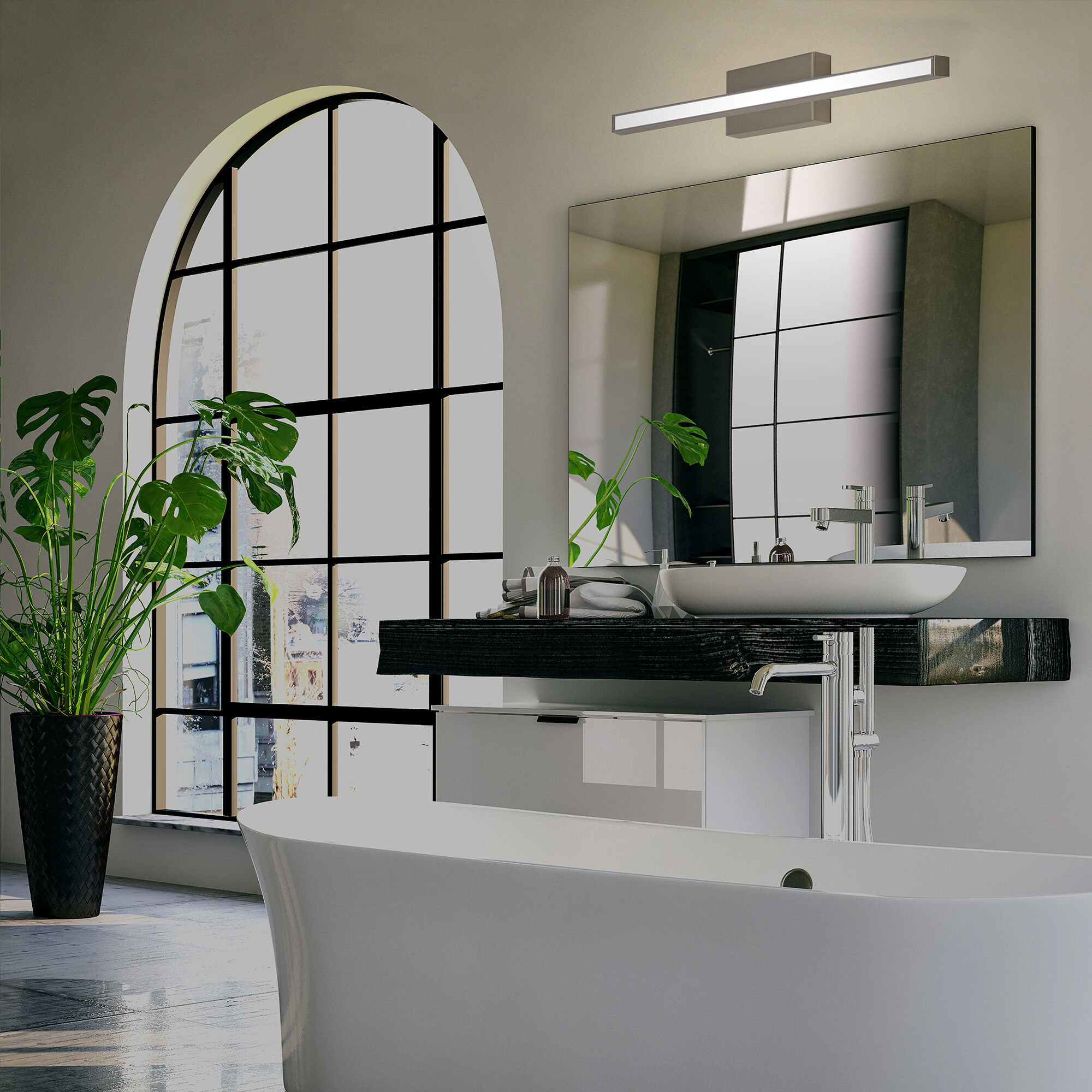 Parallax LED 24 inch Brushed Nickel Bath Vanity & Wall Light, dweLED