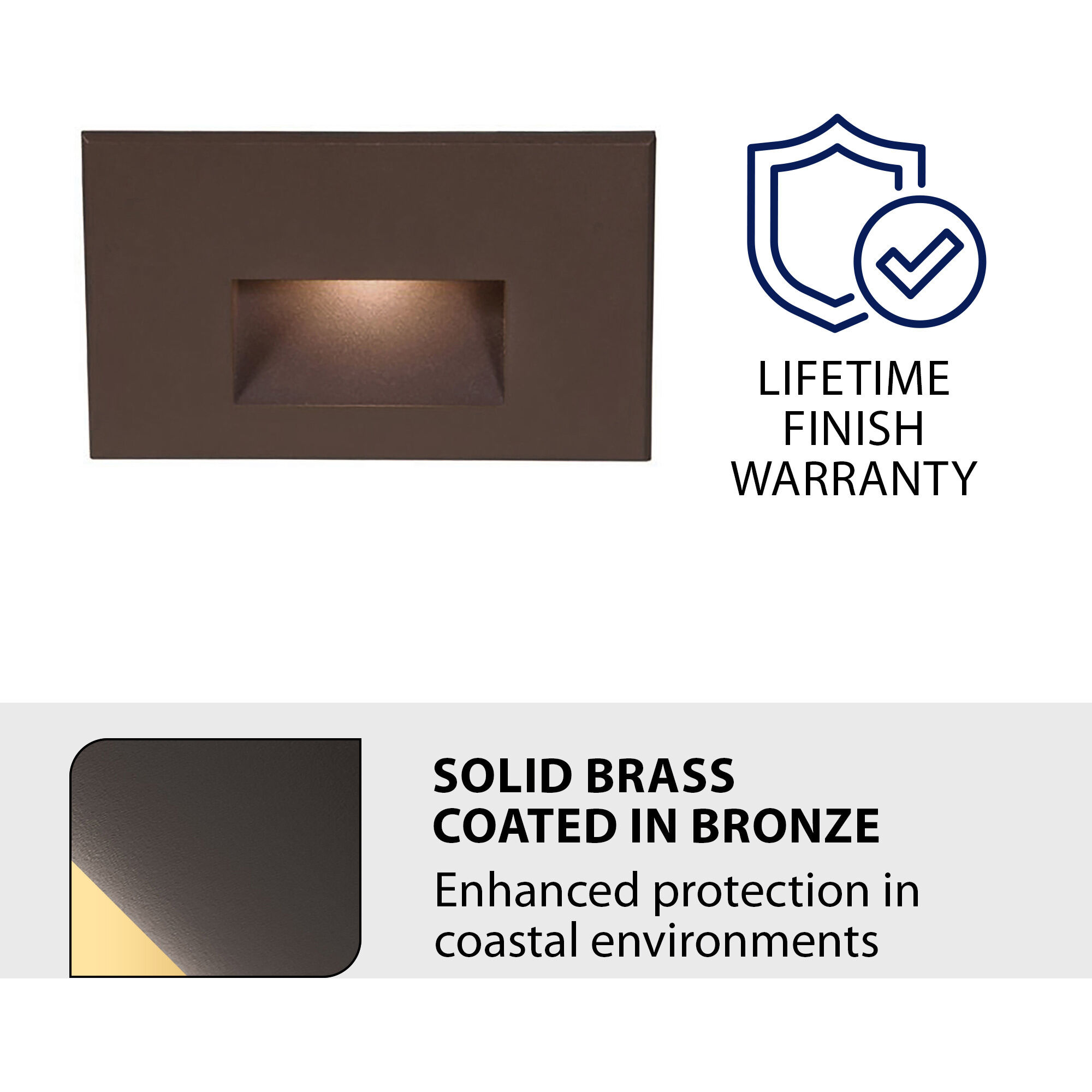 Tyler 120 3.8 watt Solid Brass Coated in Bronze Step and Wall Lighting in 2700K, Bronze on Brass, WAC Lighting