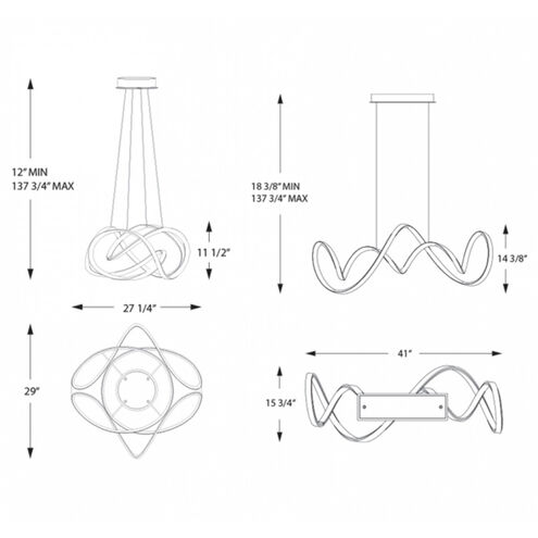 Vornado LED 27.25 inch Chrome Pendant Ceiling Light, dweLED