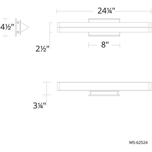 Boulevard LED 24 inch Brushed Nickel Bath Vanity & Wall Light in 3000K, dweLED