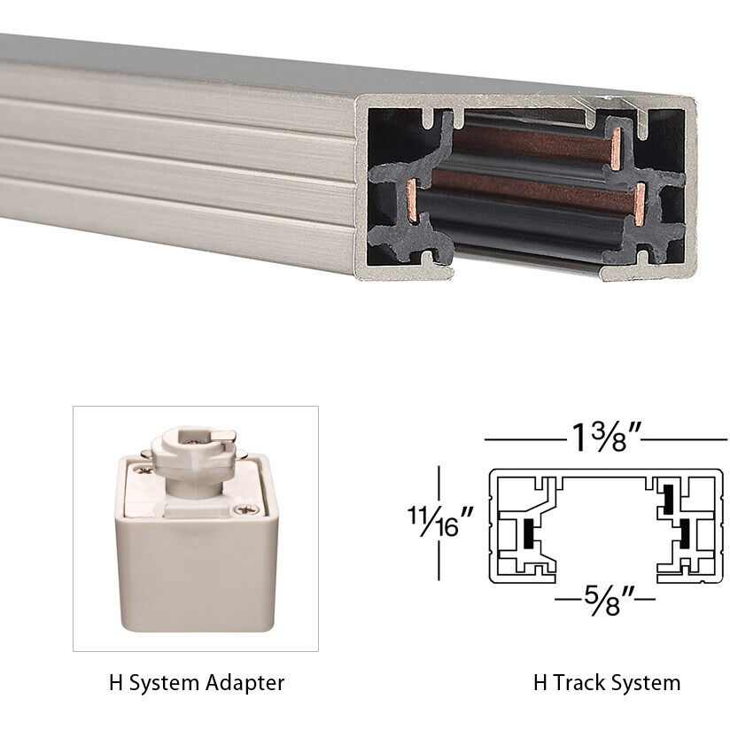 H Track 120 Brushed Nickel Track Component Ceiling Light, WAC Limited