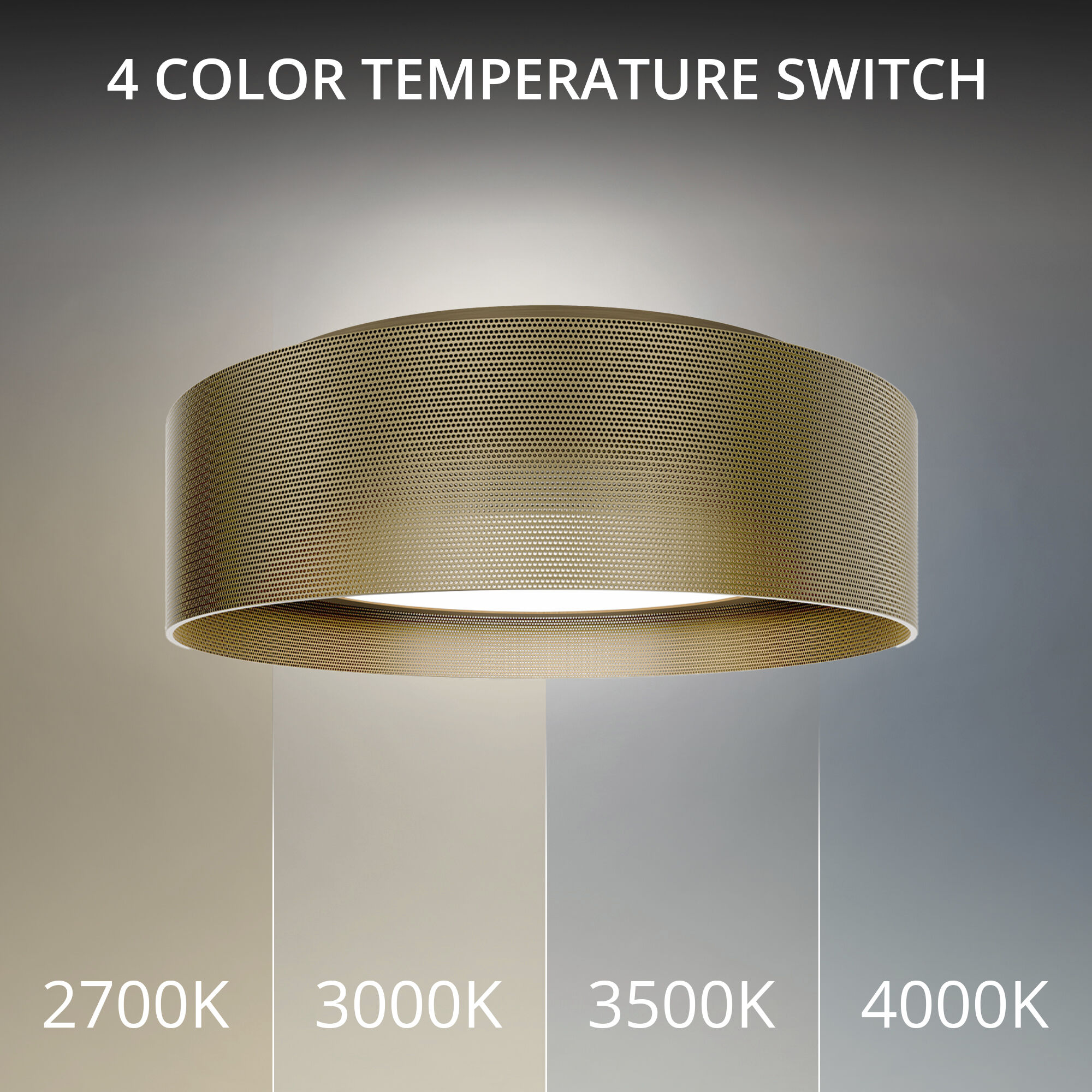 Grille LED 18 inch Aged Brass Flush Mount Ceiling Light in 4000K, dweLED