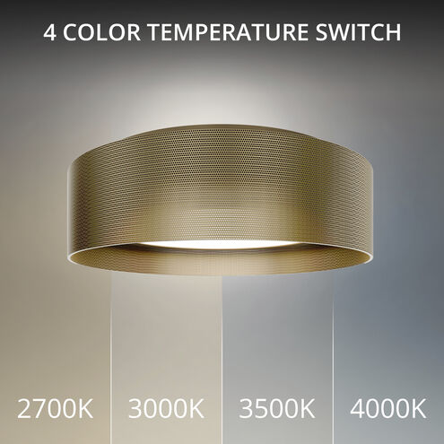 Grille LED 18 inch Aged Brass Flush Mount Ceiling Light in 4000K, dweLED