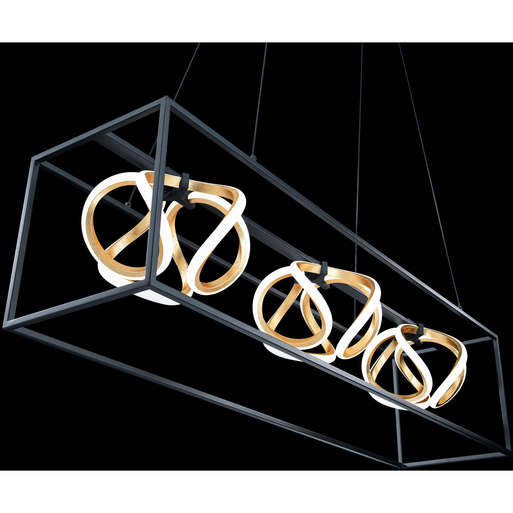 WAC Lighting PD-73242-BK/GL Sinclair 3 Light 42 inch Black/Gold Leaf Linear  Pendant Ceiling Light, dweLED