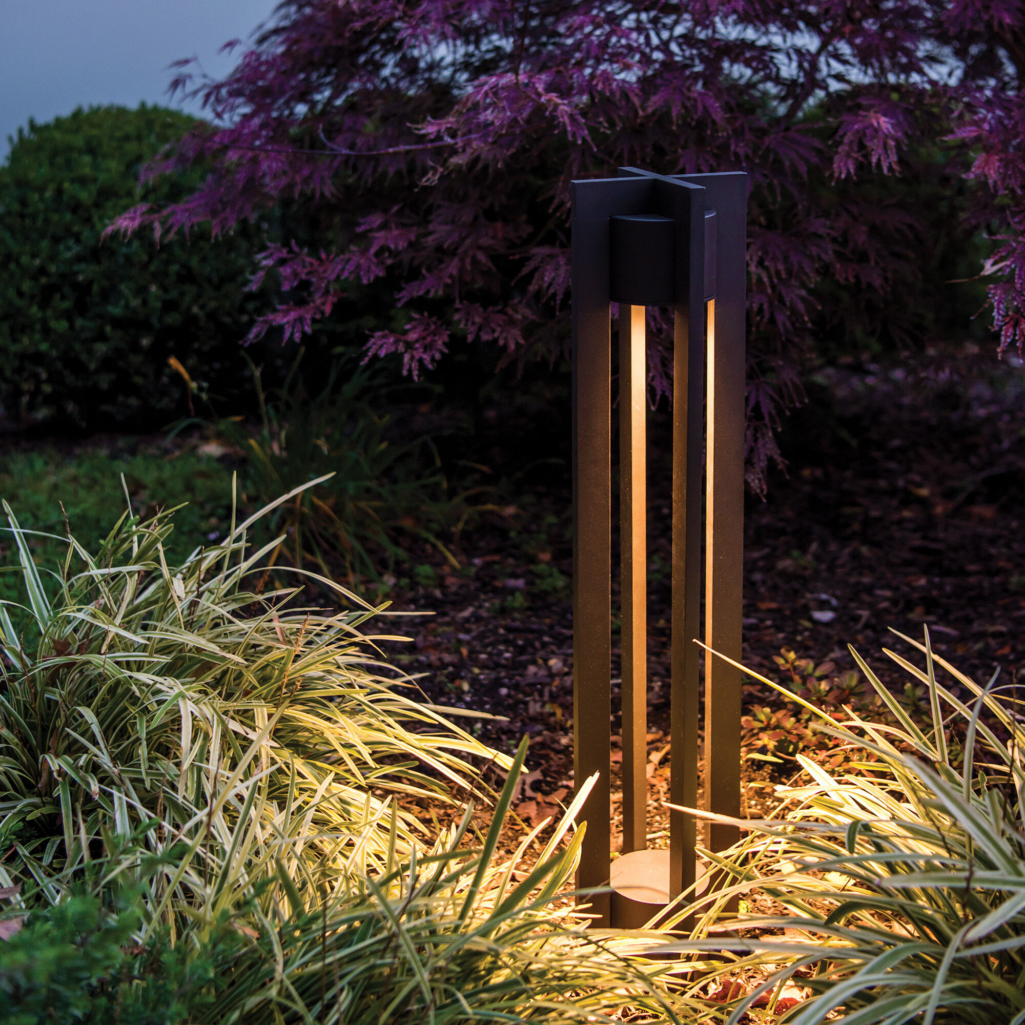 Chamber 12 5.5 watt Black Bollard Lighting in 3000K, WAC Landscape