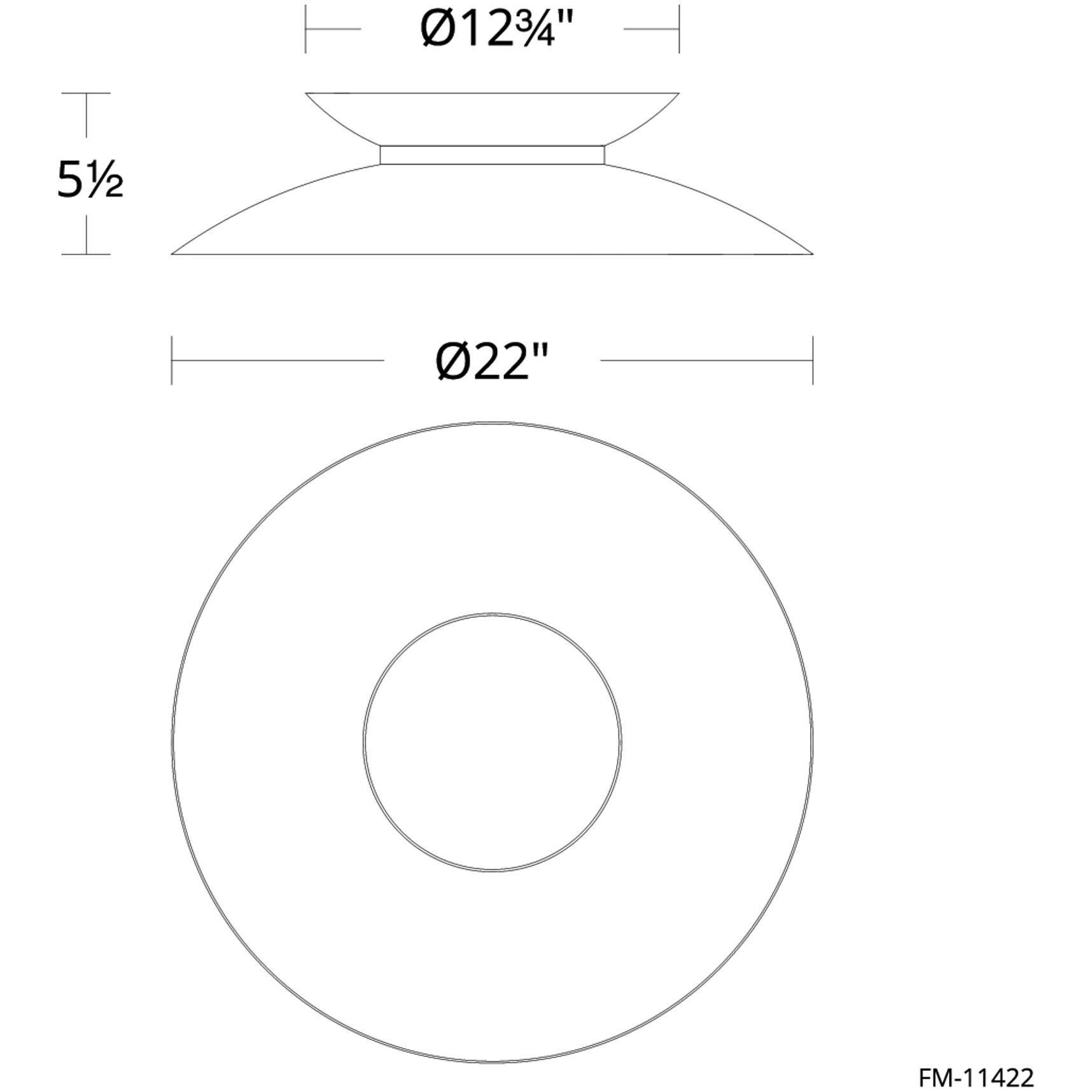 Miso LED 22 inch Black Flush Mount Ceiling Light in 3000K, dweLED