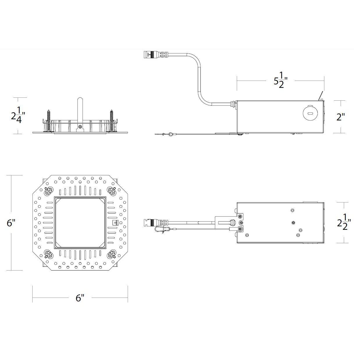 FQ Integrated LED Galvanized Steel Recessed Housing, 4" Housing