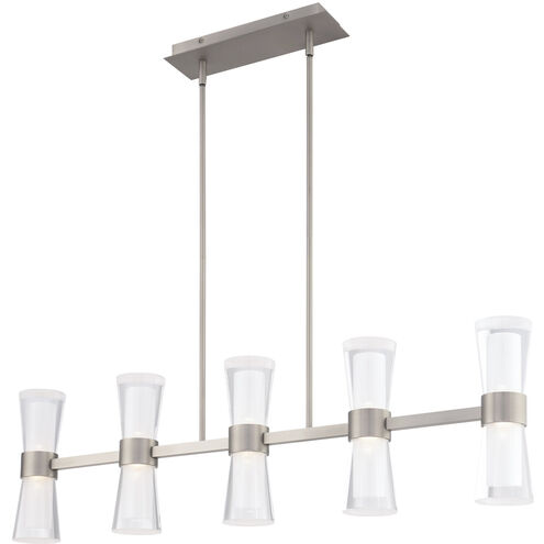 Hourglass Linear Pendant Ceiling Light in 3000K, Brushed Nickel, dweLED