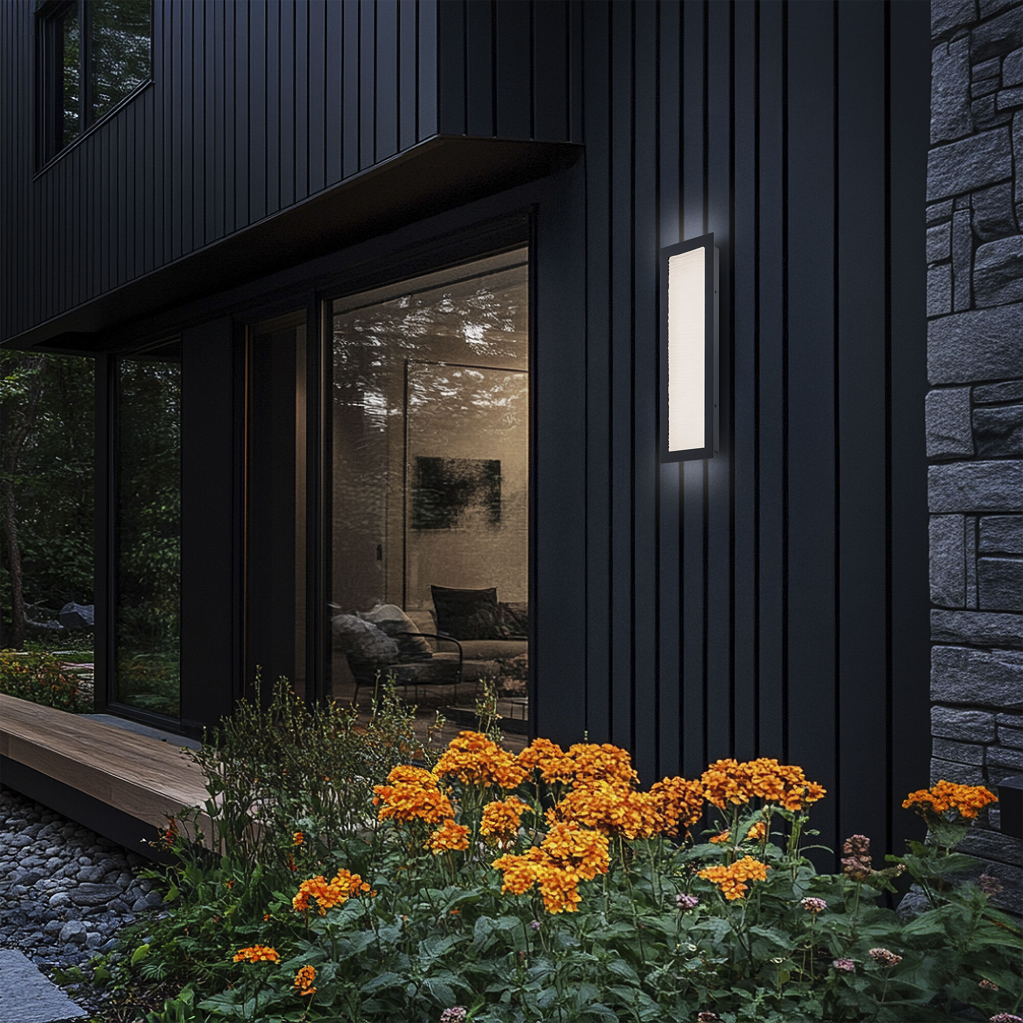 Wavelet LED 20 inch Black Outdoor Wall Light in 2700K, dweLED