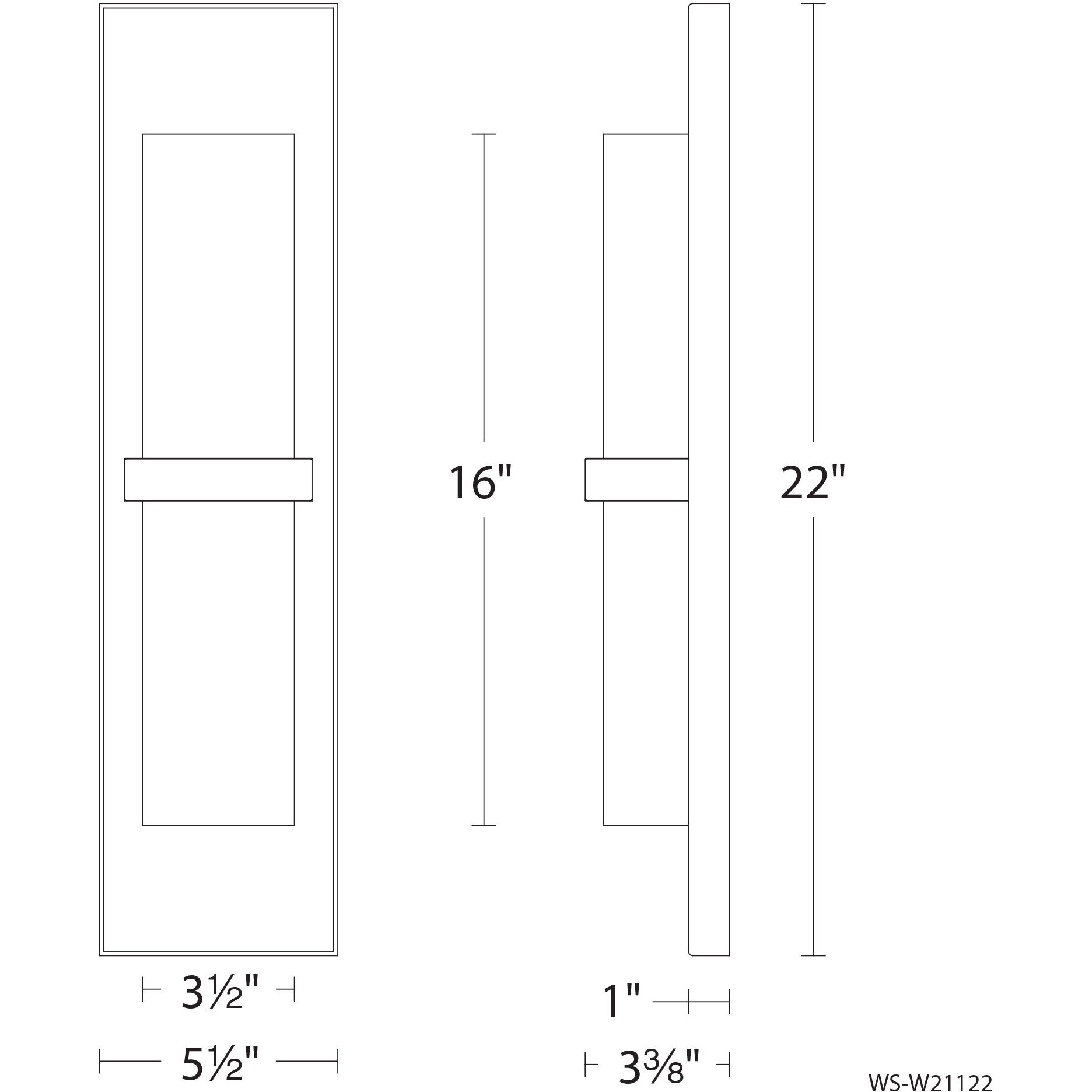 Bandeau LED 22 inch Black Outdoor Wall Light in 4000K, dweLED